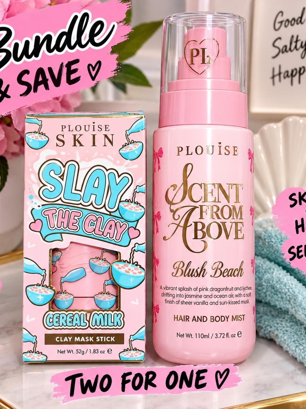 P.louise Scent From Above Blush Beach Hair & Body Mist & Clay Mask Stick